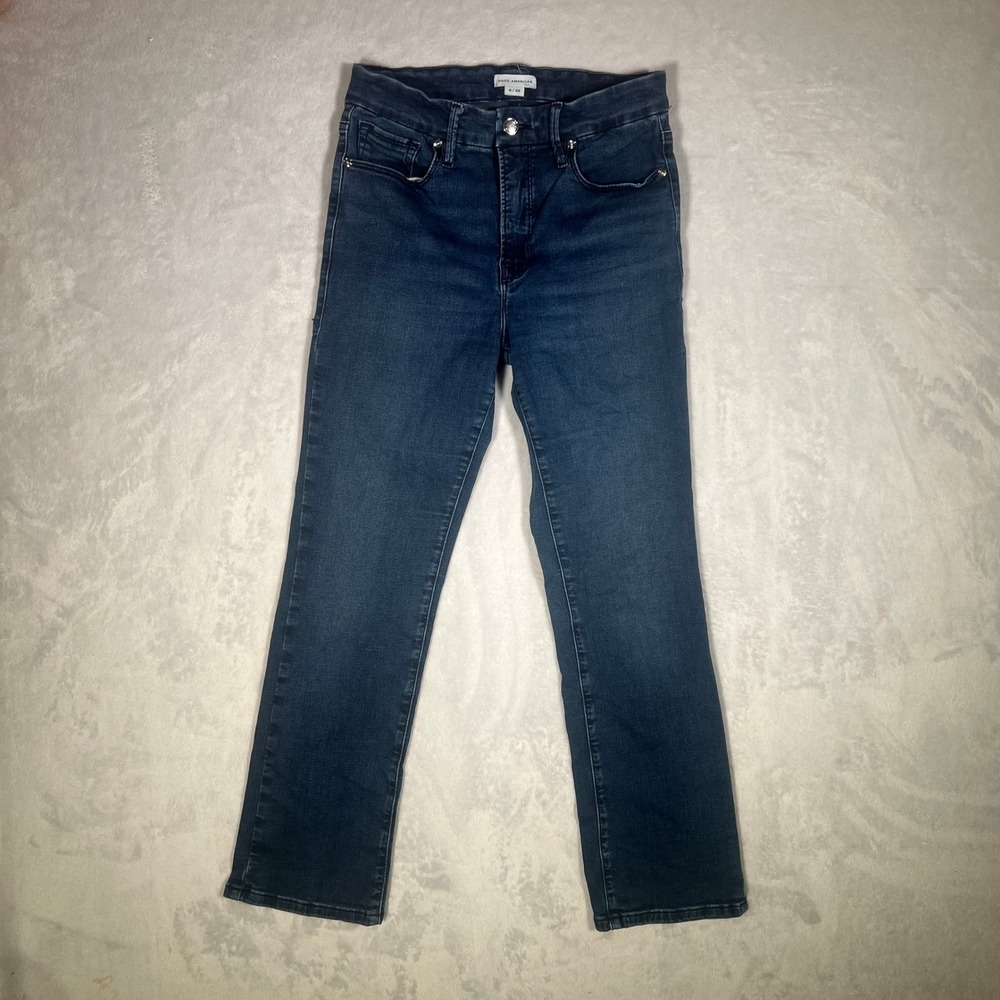 Good American Jeans Womens 6/28 Denim Blue Dark Wash High Rise Straight Leg